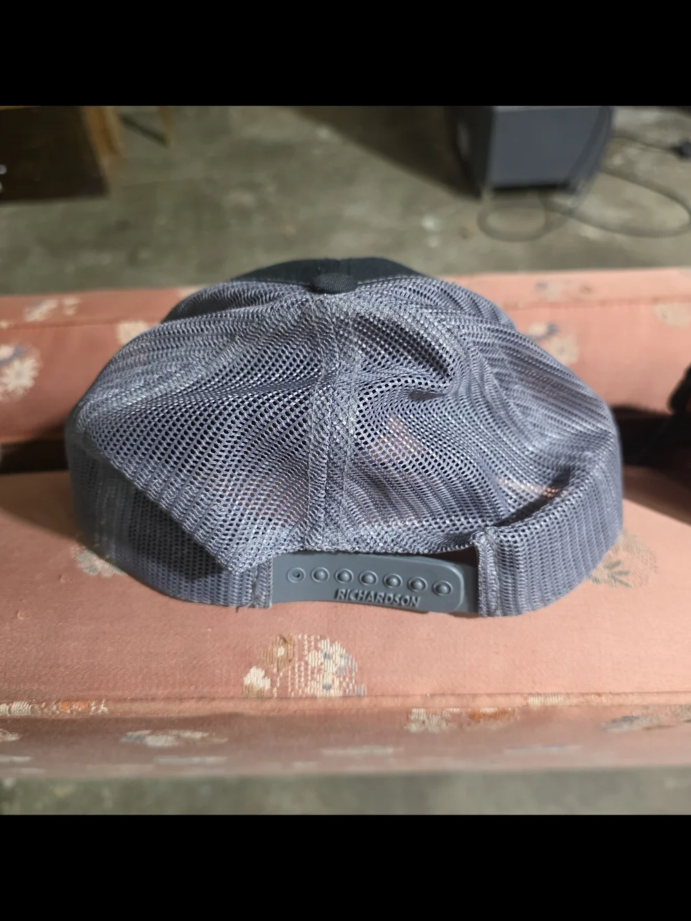 Black and Gray Trucker Hat with Red Logo - Men’s Adjustable Cap
